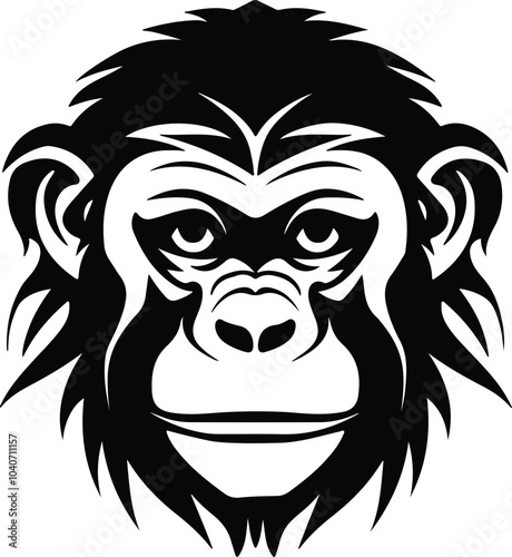 Black silhouette of macaque head