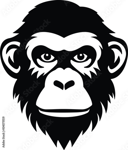 Black silhouette of macaque head