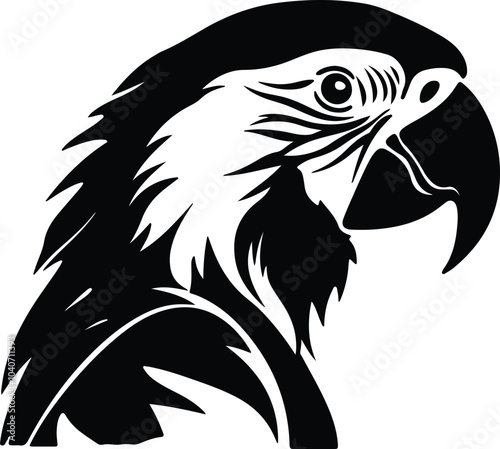 Black silhouette of macaw head