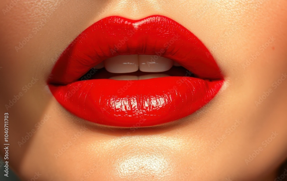 Vibrant Red Lips with High Gloss Vibrant Red Lips with High Gloss