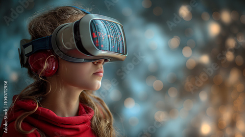 girl with virtual reality glasses photo