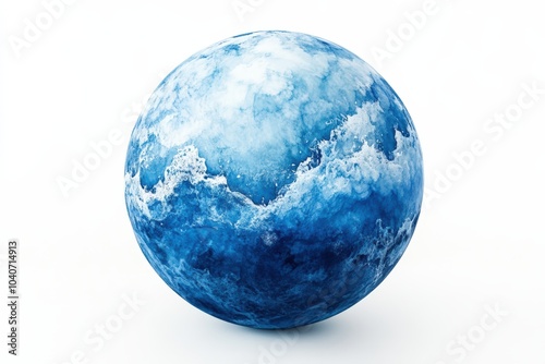 A textured globe depicting ocean waves, isolated on a white background.