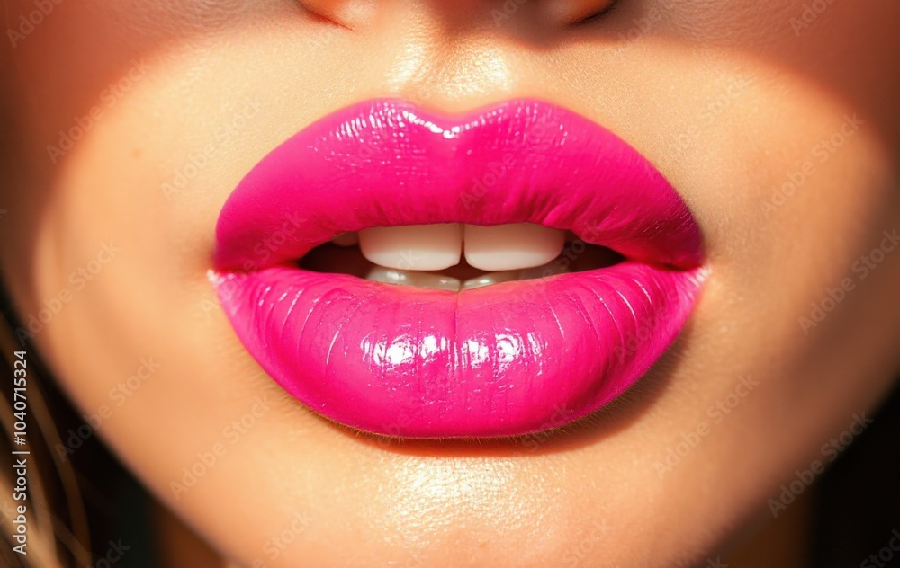 Striking Pink Lipstick Close-Up Striking Pink Lipstick Close-Up