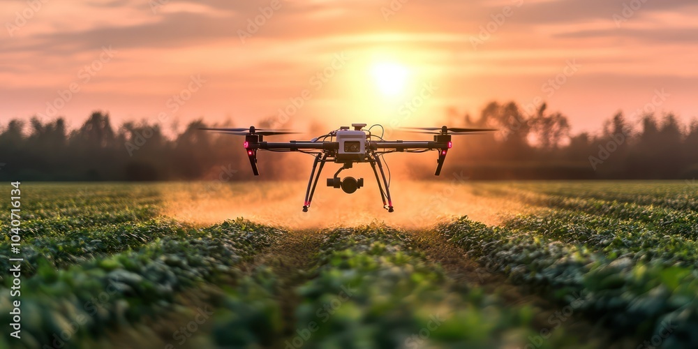Drone delivering fertilizer to crops in a precision agriculture environment Drone delivering fertilizer to crops in a precision agriculture environment