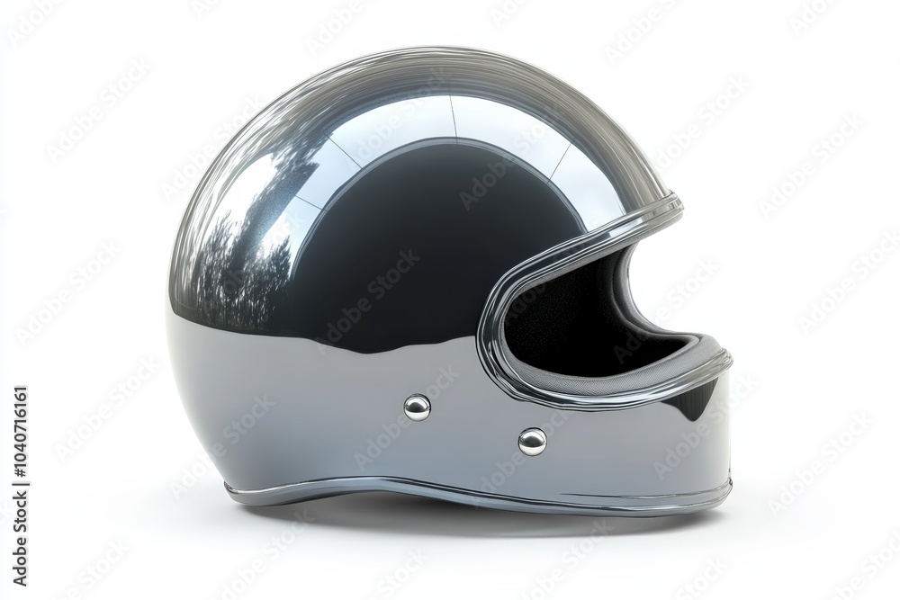 Glossy silver motorcycle helmet, white isolate background. Glossy silver motorcycle helmet, white isolate background.