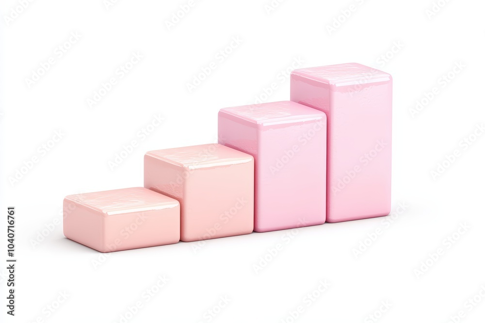 Gradient pink bar graph representing growth on a white isolated background. Gradient pink bar graph representing growth on a white isolated background.