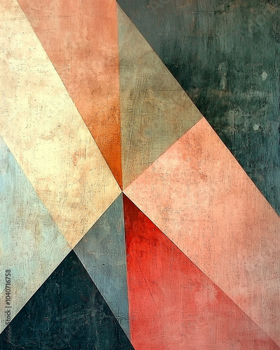 textured geometric abstraction with sharp triangular forms and a rustic color blend photo