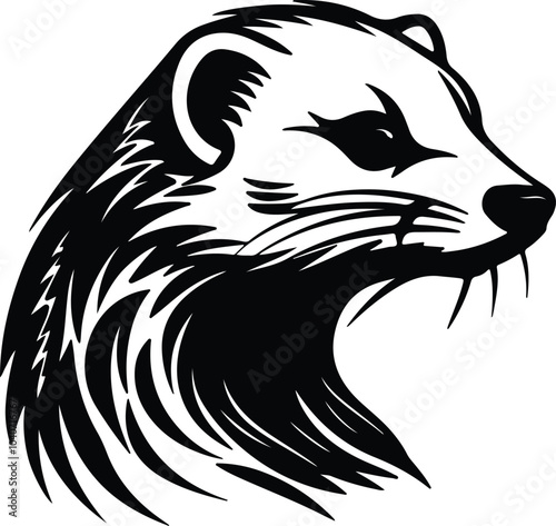 Wallpaper Mural Black silhouette of mongoose head Torontodigital.ca