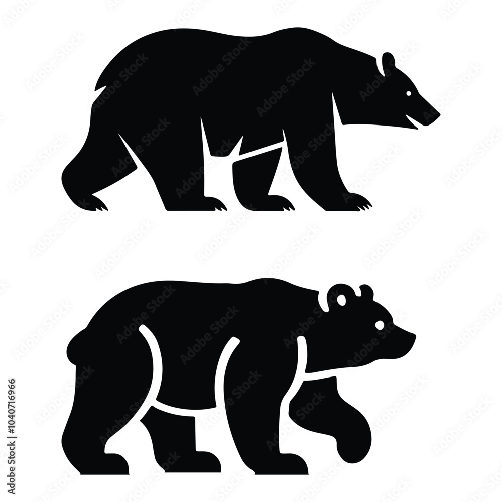 Fototapeta premium Selhouette vector illustration of bear on a white background