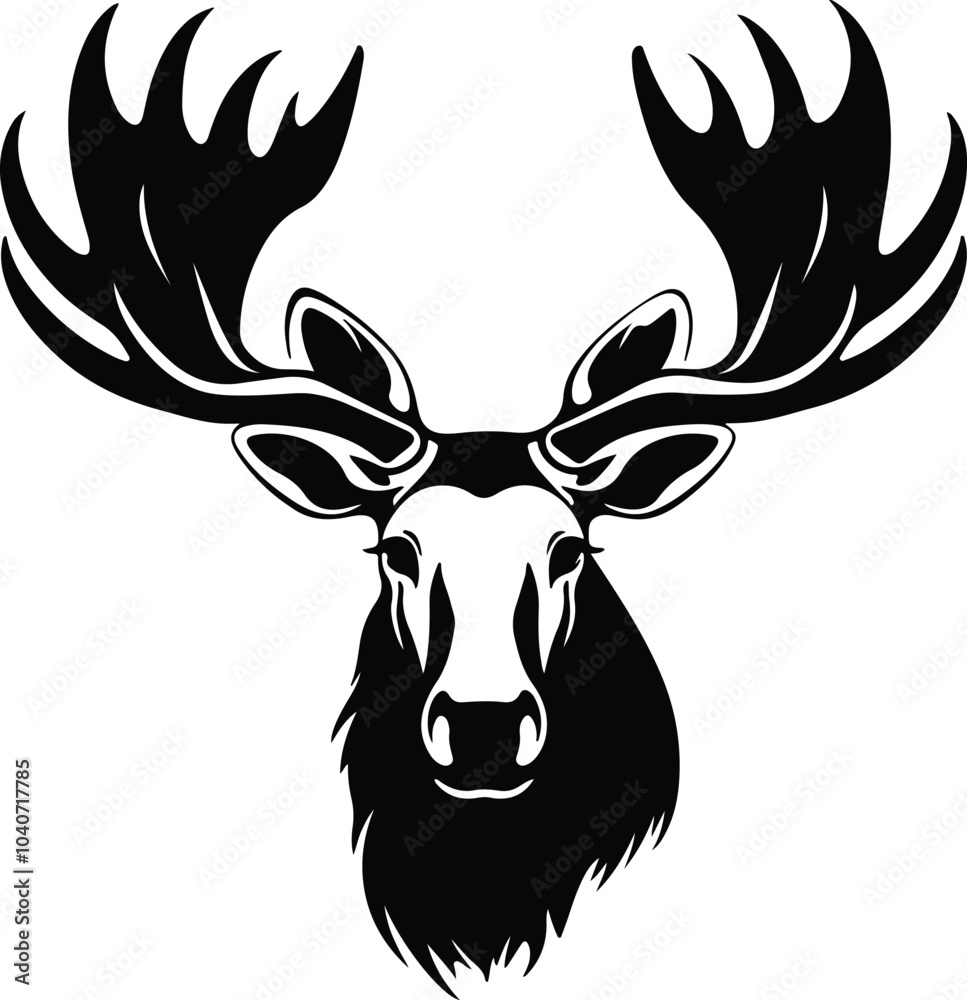 Fototapeta premium Black silhouette of moose head