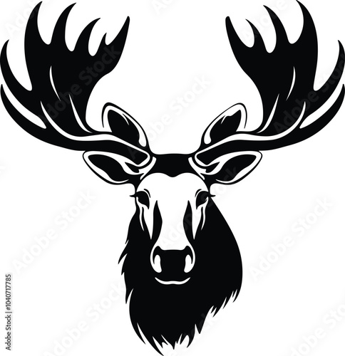 Black silhouette of moose head