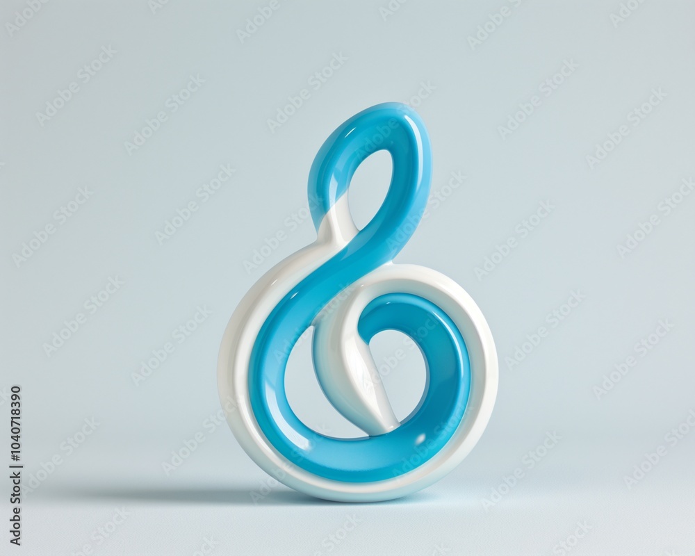 A vibrant blue and white treble clef sculpture displayed on a light background showcasing artistic design and musical inspiration A vibrant blue and white treble clef sculpture displayed on a light background showcasing artistic design and musical inspiration