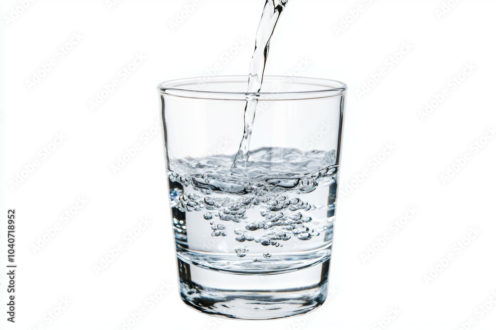 A glass of water is being poured into it A glass of water is being poured into it