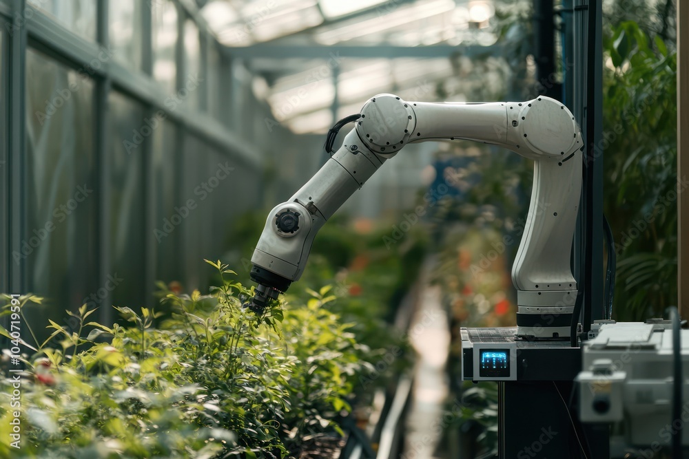 Robotic arm pruning plants in a smart agriculture facility using advanced sensors Robotic arm pruning plants in a smart agriculture facility using advanced sensors