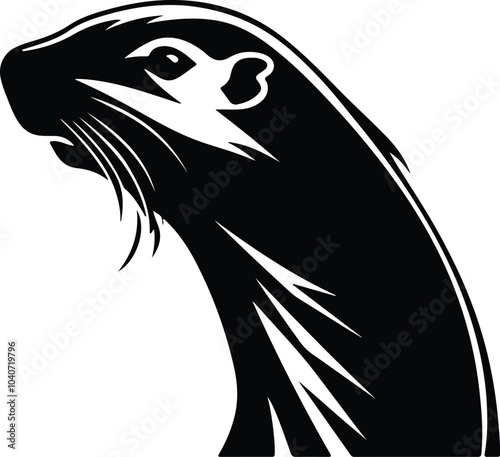 Black silhouette of naked mole-rat head photo