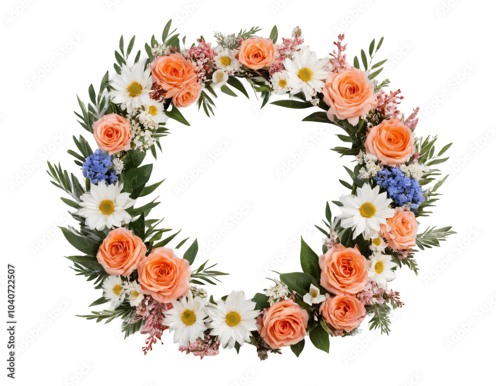 wreath of flowers isolated on white background wreath of flowers isolated on white background