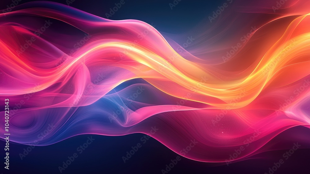 Abstract colorful wavy lines and flowing shapes on a dark background. Abstract colorful wavy lines and flowing shapes on a dark background.