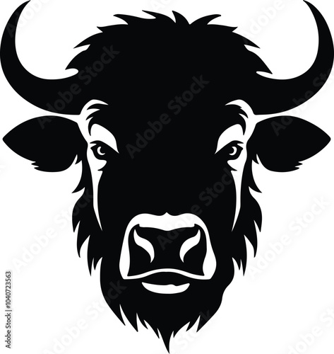 Black silhouette of buffalo head