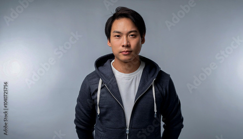 Portrait of a Japanese man in hoodie and hoodie