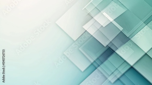 Abstract geometric background with overlapping squares in blue and white tones.