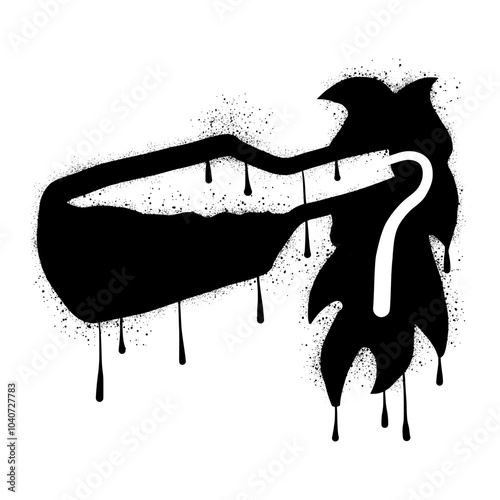 Molotov cocktail graffiti with black spray paint
