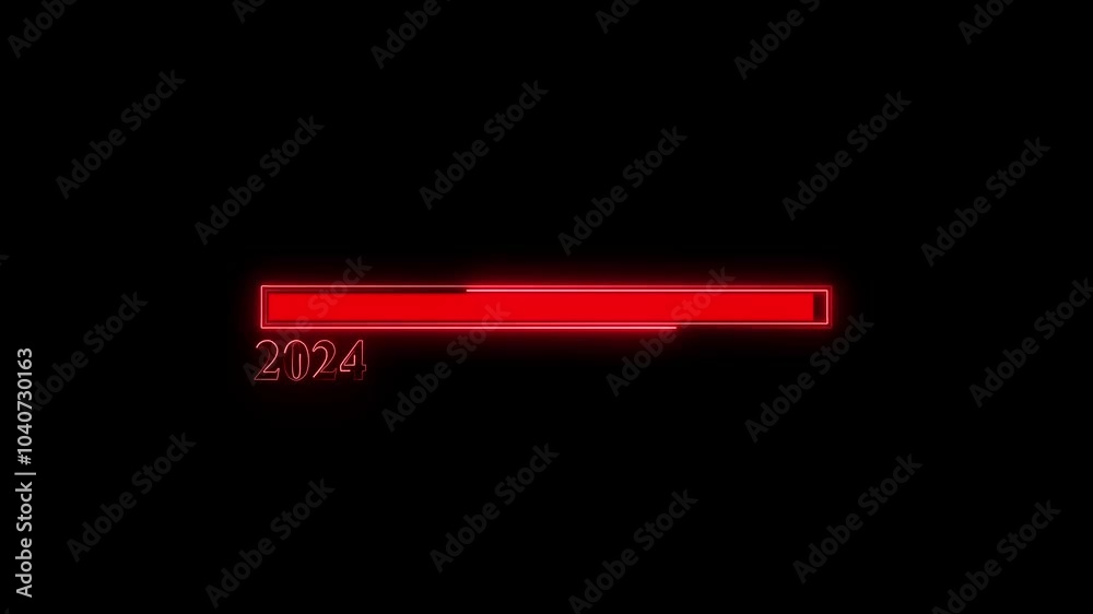 red color loading bar from 2024 to 2025 new year transfer animation. Year change concept. red color loading bar from 2024 to 2025 new year transfer animation. Year change concept.