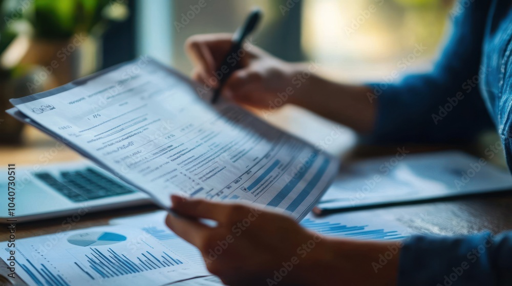 Person Analyzing Documents Person Analyzing Documents