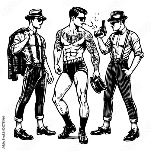 men in business suits. Vector, generative ai.