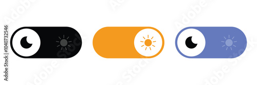 Set of day night switch toggle button dark mode symbol. On Off toggle switch icons. Vector Illustration.