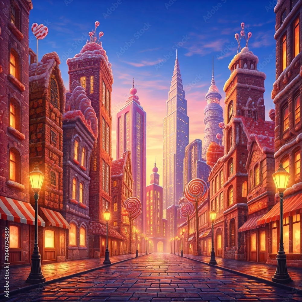 Fototapeta premium evening in the candy city