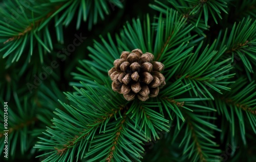 Pinecone resting on lush pine needles