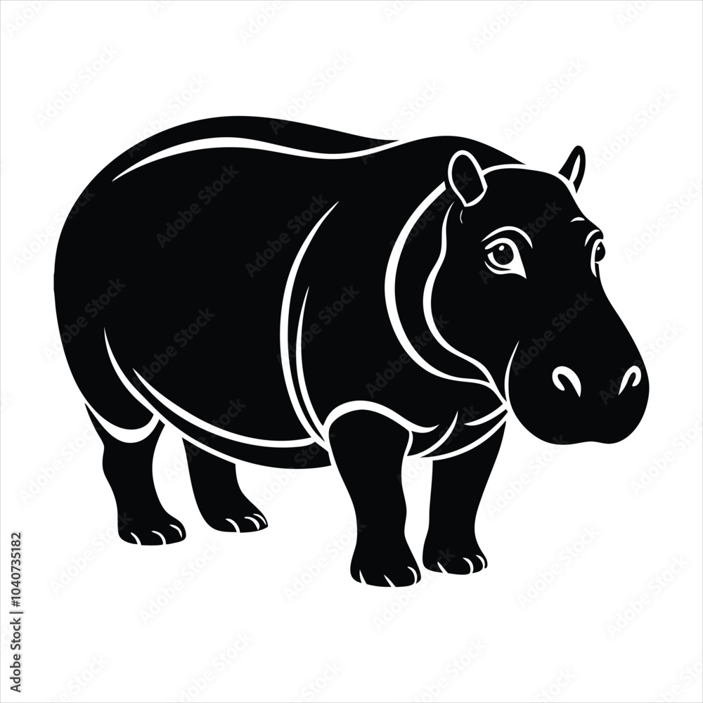 Obraz premium Hippopotamus silhouette vector