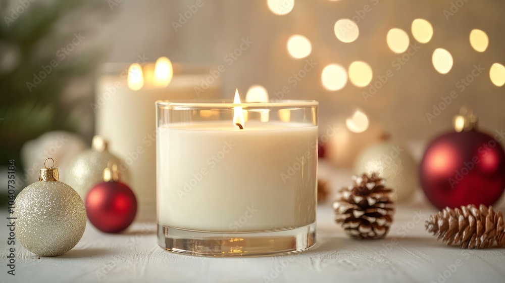 christmas candles with xmas decorations christmas candles with xmas decorations