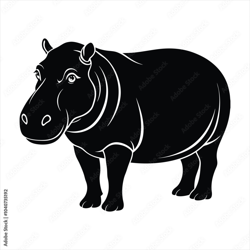 Fototapeta premium Hippopotamus silhouette vector