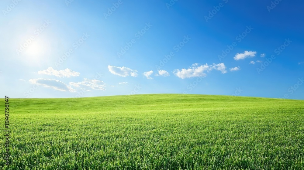 Lush green meadow under clear blue sky Lush green meadow under clear blue sky