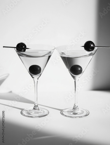 Elegant Drink Martini with Grapes and Olives