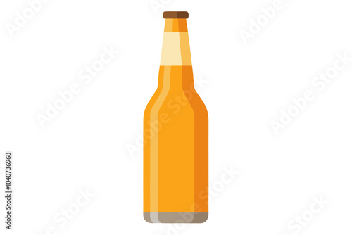 Empty glass beer bottle isolated on white background