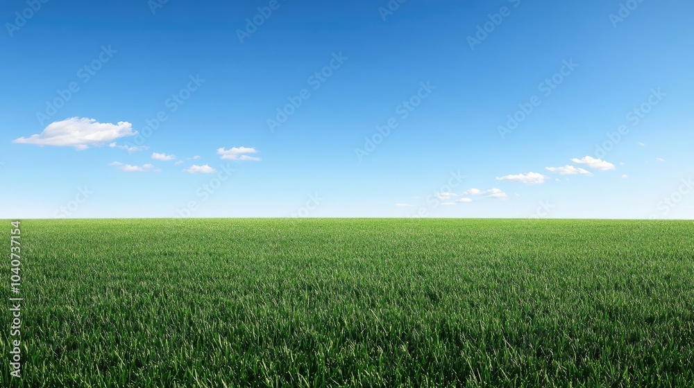 Lush green meadow under clear blue sky Lush green meadow under clear blue sky