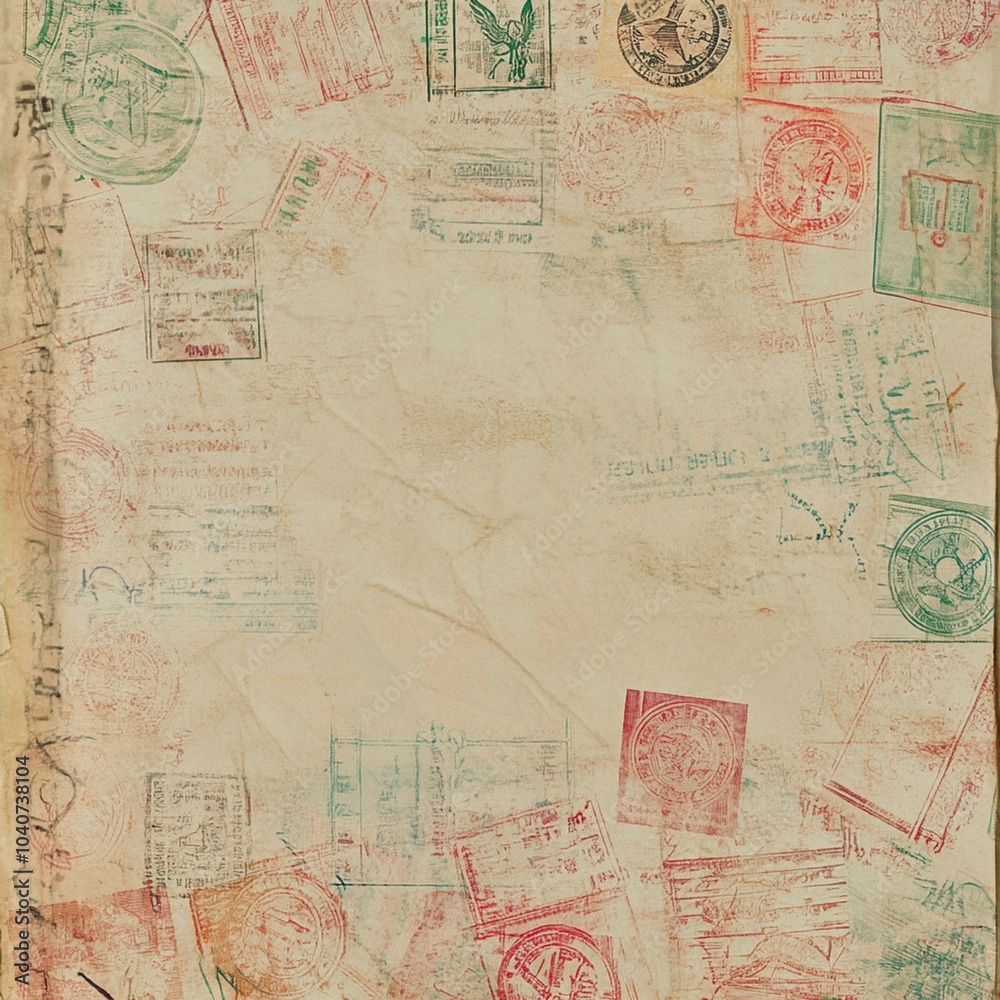 Obraz premium Travel background with different passport stamps