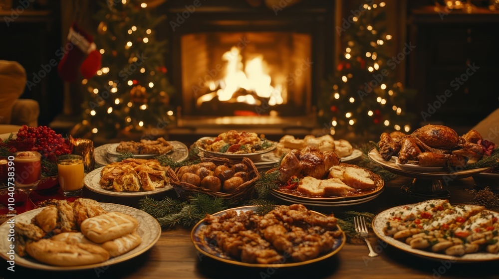 christmas holiday sofa decorated with various meals christmas holiday sofa decorated with various meals