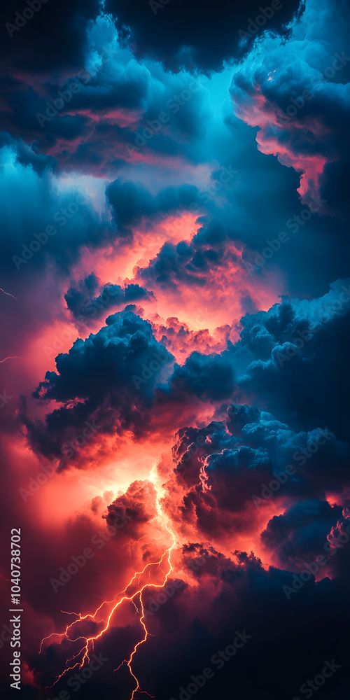 Tempestade furiosa com nuvens escuras e relâmpagos giratórios Tempestade furiosa com nuvens escuras e relâmpagos giratórios
