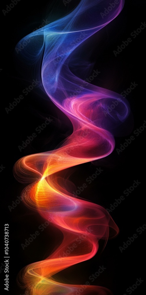A colorful, swirling line of light that appears to be moving through space A colorful, swirling line of light that appears to be moving through space