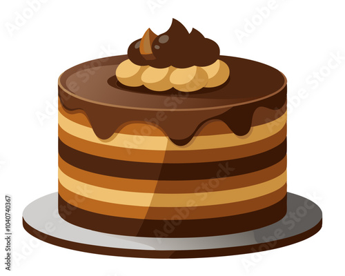 Layered chocolate cake on white 