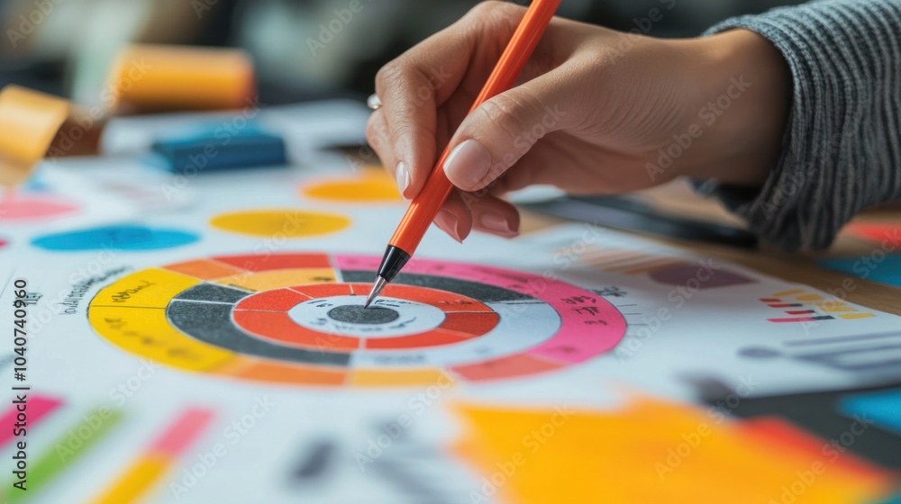 Hand drawing on a colorful chart Hand drawing on a colorful chart