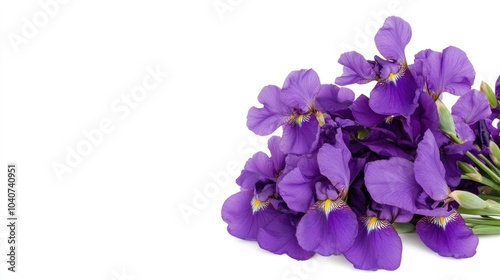 Wallpaper Mural Vibrant Purple Iris Flowers on White Background Torontodigital.ca