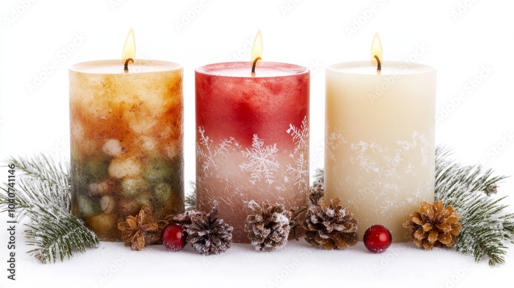 christmas candles against white background christmas candles against white background