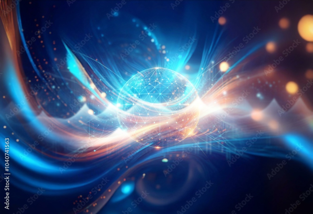 Abstract blue and orange glowing lines with a bokeh background. Abstract blue and orange glowing lines with a bokeh background.