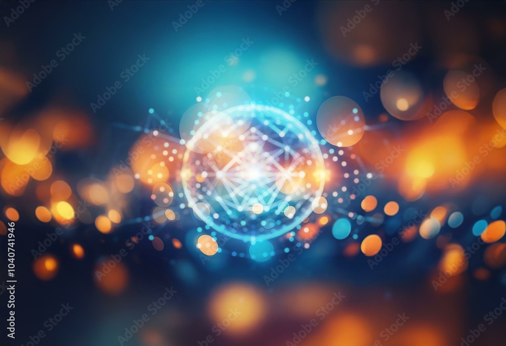 A glowing blue sphere creates a web of interconnected points of light.