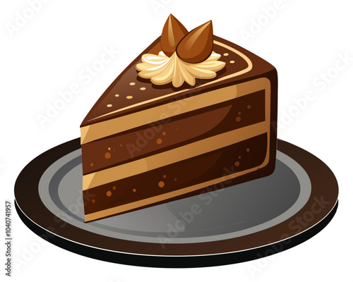 Delicious slice of three layer chocolate cake