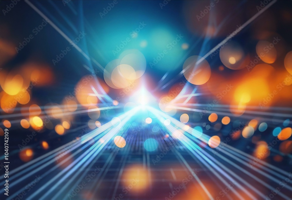 Glowing blue light streaks emerge from a dark center on a grid background. Glowing blue light streaks emerge from a dark center on a grid background.